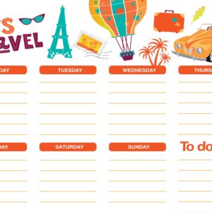 Магнітний планер А3 Розклад на тиждень 12 Let's travel eng