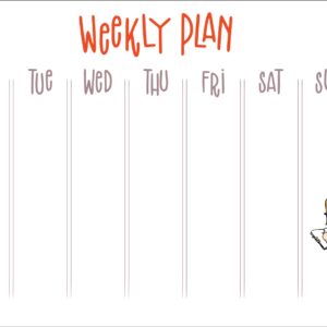 Магнітний планер А3 Розклад на тиждень 1 Дівчинка eng