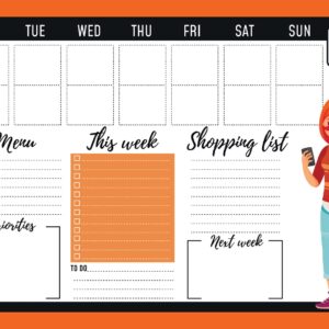 Магнітний планер А3 Розклад на тиждень 2 Дівчинка eng