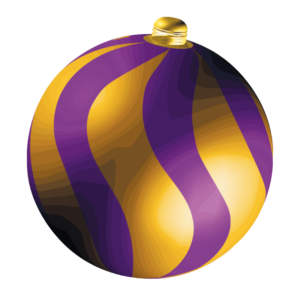 Магніт на авто Новорічна іграшка шар фіолетово золотий смужка 150в*150ш